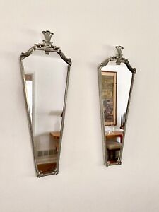 Pair Of White Metal Art Deco Classical Mirrors 12 Tall From Svenskt Tenn