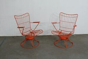 Pair Of Mid Century Modern Homecrest Bottemiller Swivel Rocker Lounge Chairs