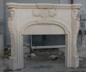 Beautiful Limestone French Style Estate Hand Carved Fireplace Mantel Lfpm74