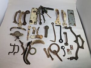 Antique Iron Metal Door Handles Parts Pieces Hardware Lot