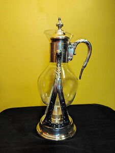 Vintage Silver Plated Ornate Tip Pour Coffee Tea Carafe W Candle Warmer
