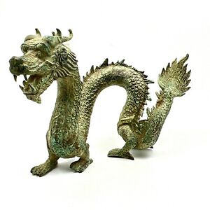 Chinese Bronze Dragon Cast Ming Dynasty Sculpture Metal Figurine