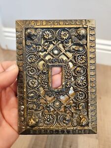 Vintage Gothic Brass Ornate Light Switch Outlet Cover Cherubs Flowers Filigree