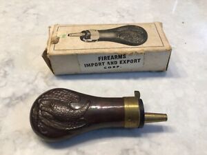 Vintage Powder Horn In Original Box Made In Italy Firearms Import Export Company