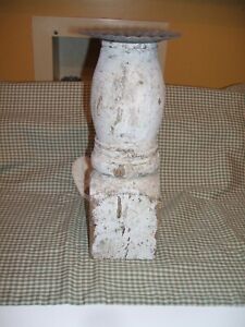 Primitive Chippey Pedastal Wood Candle Stand