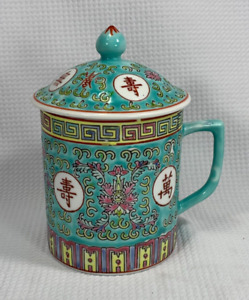 Chinese Jingdezhen Famille Green Porcelain Design Teacup 5 7 Inch