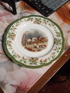 Antique Vienna Austria Imperial Crown China 8 Plate Hunting Scene