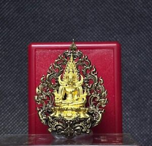 Thai Amulet Somdet Ong Pathom Dhamma Inspired Version White Gold Plated Wealth
