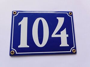 Old French Blue Enamel Porcelain Metal House Door Number Street Sign Plate 104