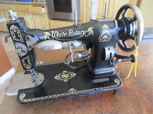 Vintage Treadle Sewing Machine Head Ornate White Rotary U S A Untested As Is