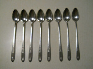 1921 Grosvenor Community Oneida Set Of 8 Iced Tea Spoons Silverplate Silverware