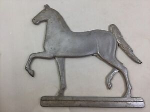 Single Silver Cast Aluminum Weathervane Horse Trotting Topper Piece Gardendecor