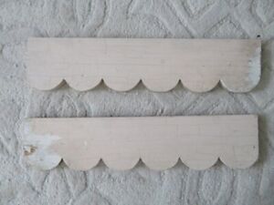 2 Old Architectural Header Pediment Fragments Scalloped Crackly Pink Paint