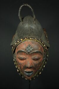 African Red Okuyi Helmet Mask Punu Tribe Gabon Tribal Art Crafts