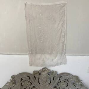 33x50 Tambour Cornely Antique Lace Curtain Drape Chateau Bed White Embroidery E