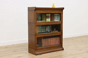Oak Antique Office Library 3 Stack Lawyer Bookcase 47432
