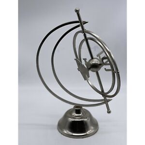 Armillary Sphere N S E W Figural Silver Globe Moving