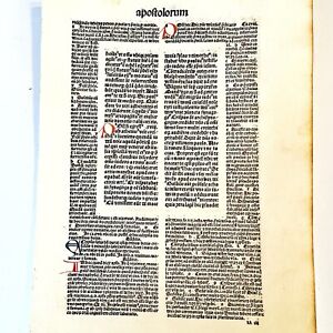 Rare 1495 Incunable Bible Leaf Medieval Manuscript Christian Jesus Rare D