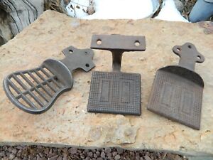 3 Antique Cast Iron Horse Drawn Carriage Buggy Wagon Steps