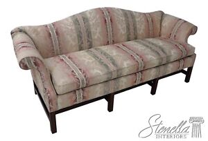 62493ec Century Damask Upholstered Camelback Sofa