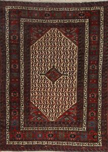 Antique Senneh Geometric Tribal Hand Knotted Area Rug Wool Oriental 4 X6 Carpet