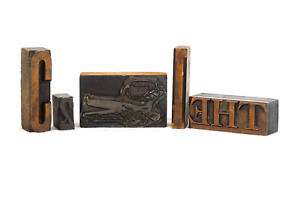 Vintage Letter Press Stamps Wood Metal Printing Blocks