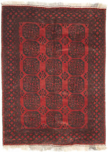 Vintage Geometric Tribal Afghan 7x9 Herati Oriental Area Rug Hand Knotted Carpet