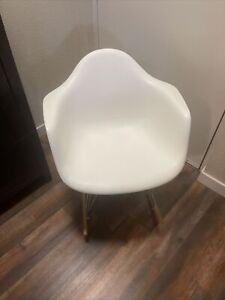Modway Mid Century Modern Molded Plastic Kid S Size Lounge Chair Rocker In White