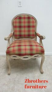 Bassett Furniture French Country Living Room Arm Chair Fireside Plaid A