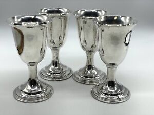 Vintage Silver On Copper Wine Goblets England Set Of 4