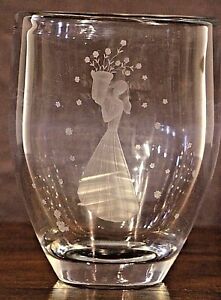 Orrefors Crystal Vase Signed 1946 Art Deco Glass Original Engraved Mid Century
