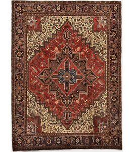 Handmade Vintage Red Geometric 7x9 Serapi Heriz Oriental Rug Farmhouse Carpet