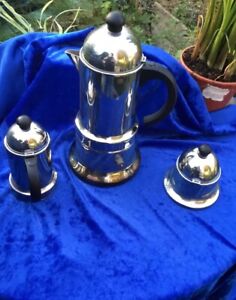 Vev Vigano Komtessa 1810 Art Deco Style Stove Coffee Pot Sugar Bowl Milk Jug