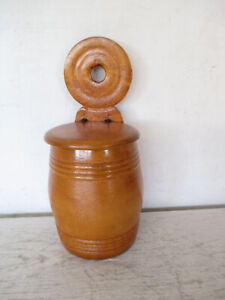 19th Century Treenware Hanging Salt Box Wall Hanging Good Country Primitive