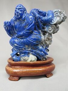 Lapis Lazuli Nantimitolo Statue With Wood Base Buddha S Disciple