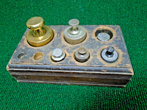 Circa 1870 80 Antique Wood Boxed Apothecary Pharmacy Calibration Weights 50000 