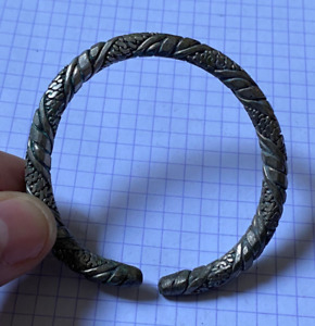 Old Rare Ancient Viking Snake Bracelet Silver Color Artefact Authentic Amazing