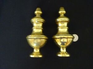 Brass Finials Vintage Furniture Pair French Salvage Antique Decor Lamp Home 