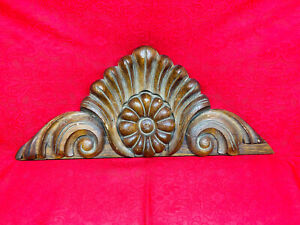 Antique Wooden Architectural Salvage Piece Carved Clamshell Crest Pediment