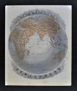 C 1882 Cowperthwait World Map X 2 Western Eastern Hemispheres 3d Physical Globes