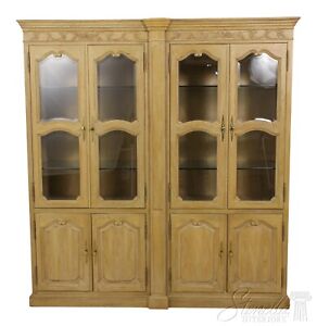 58264ec Country French Beveled Glass 4 Door Oak Cabinet