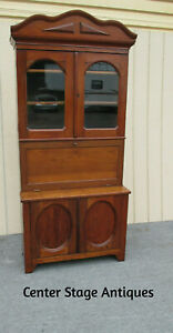 62385 Antique Victorian 2 Pc Secretary Desk W Bookcase Top