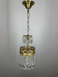 Antique Vintage Brass Crystal French Chandelier Lighting Ceiling Lamp Light