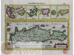 Candia Crete Greece Islands Mercator Hondius Jansson Atlas Minor 1634