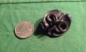 Unusual Antique Large Celluloid Black Button1 1 4 Inches Diameter