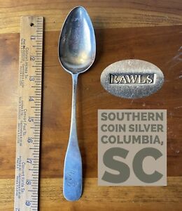  Rare Southern American Coin Silver Serving Spoon Benjamin Rawls Columbia Sc