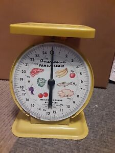 Vintage Scales American Family Scale Yellow Kitchen Scale Weighs 25 Pounds