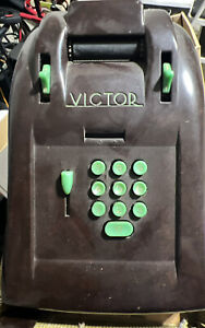Victor Adding Machine Art Deco Brown Bakelite Case With Jade Green Buttons Works