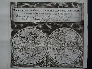 1743 Atlas Sanson World Map Mappemonde Globe Terrestre California Island