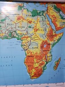 Vintage Rand Mcnally School Pull Down Roll Map Africa Level Iii